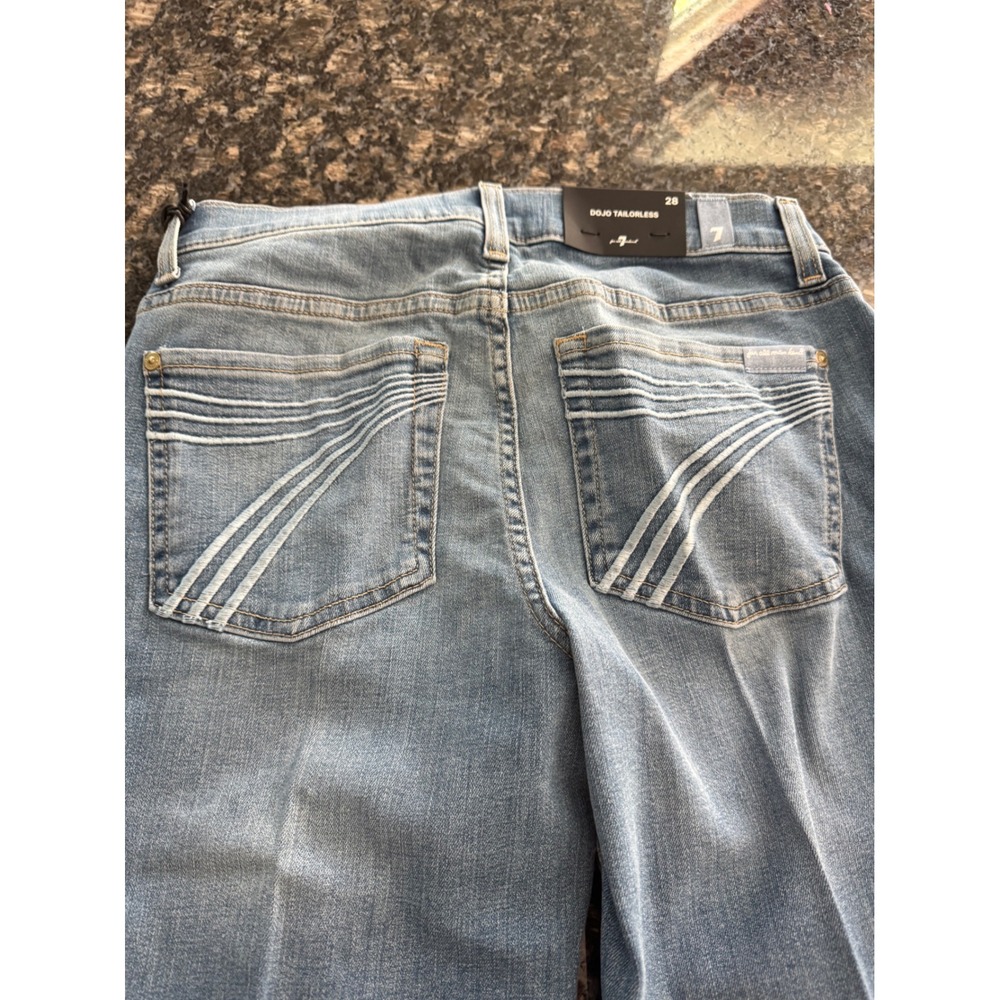 7 For All Mankind Dojo Tailorless Astra Flare Jeans Light Wash 28 7U452C49-ATA